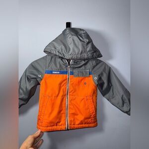 Oshkosh Toddler Orange Color block Hooded Coat Size 3 EUC
